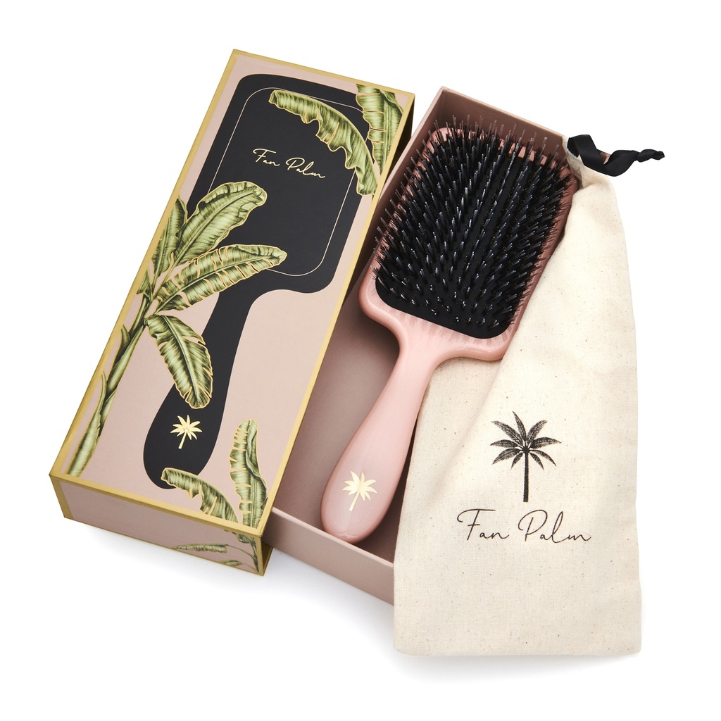 Fan Palm Boar- & Nylon Brush Double Bloom - Large Paddle