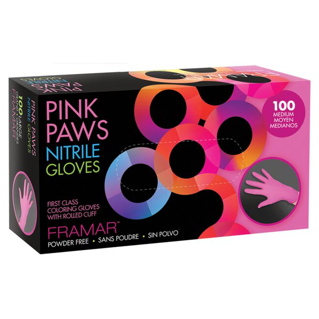 Framar Pink Paws Nitrile Gloves - Large