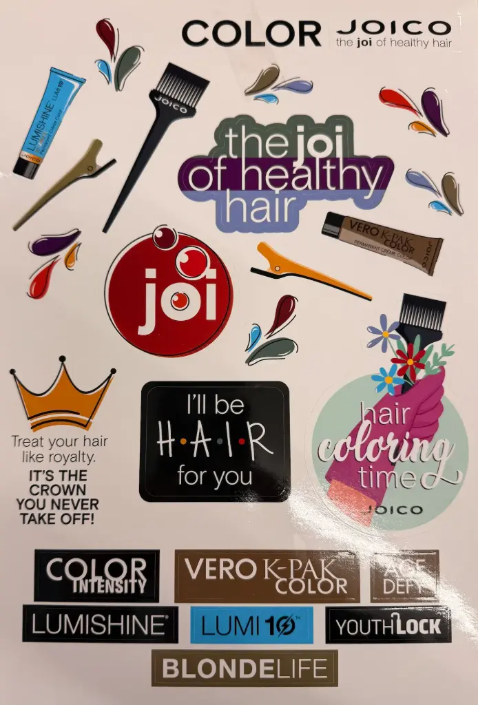 Joico Brand Stickers Sheet - Color