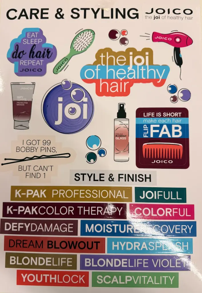 Joico Brand Stickers Sheet - Hair Care & Styling