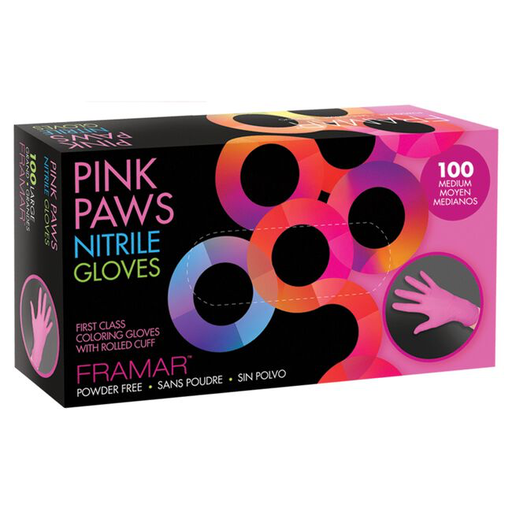 [GLV-PP-MED] Framar Pink Paws Nitrile Gloves - Medium